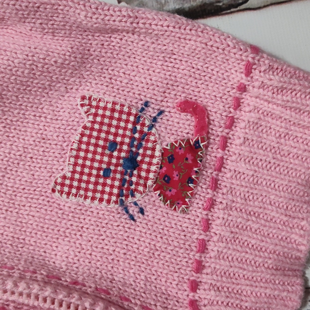 Y2K OshKosh B'gosh A For Apple Pink Knit Toddler Sweater 3pc Set 12/18m - Picture 9 of 11